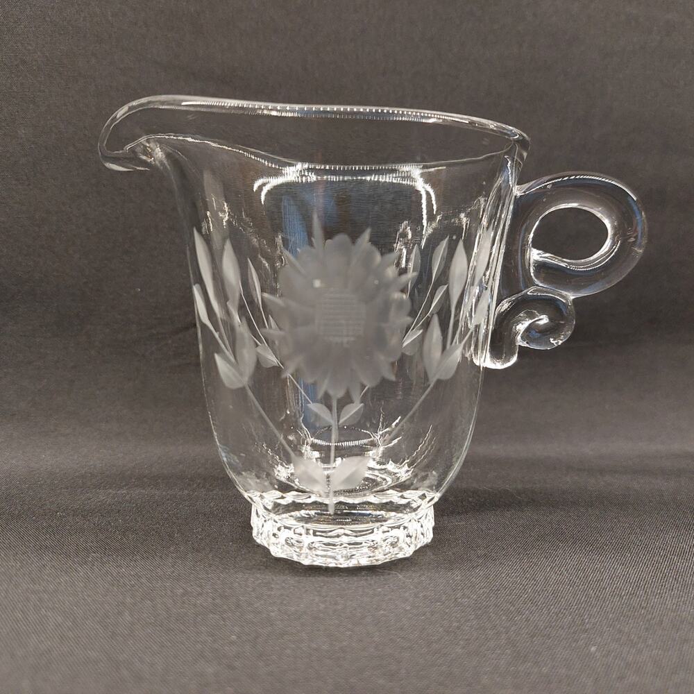Vintage Heisey Creamer ~ Floral Design ~ Makers Mark